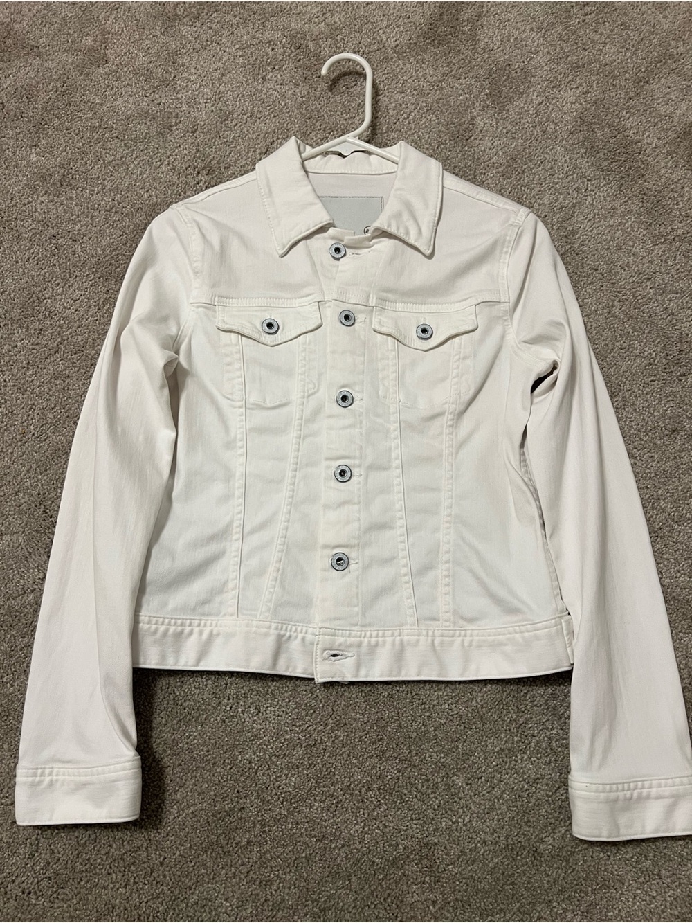 AG Adriano Goldschmied White Denim Trucker Jacket